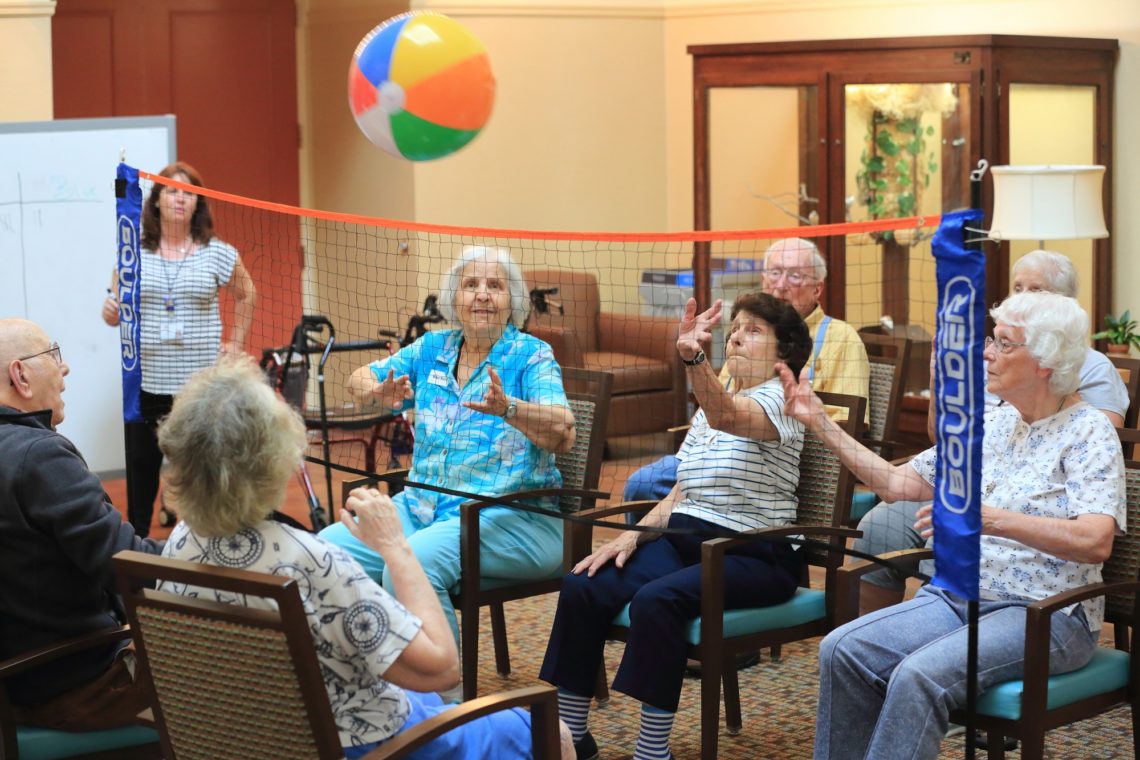 Brio Living Services, National Activity Professionals Week Residents Bouncing a Beach Ball